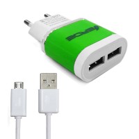 Fonte c/ 2 USB "1A" + cabo de dados micro USB -TZQ 018