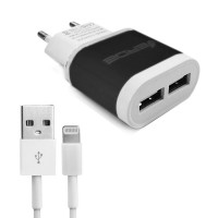 Fonte c/ 2 USB "1A" + cabo de dados iphone 5 -TZQ 016