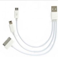 Cabo USB 3 em 1; USB (Femea) X Micro USB / Mini USB / IPH4G