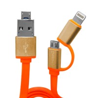 Cabo de dados FLAT 2 em 1 (Micro USB + IPH 5/6)