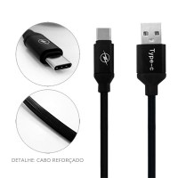 Cabo USB 2.0 p/ Type-C reforçado "PLUS" 1.00M