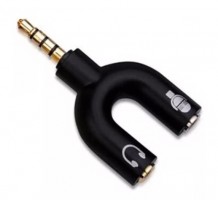 MINI ADAPTADOR Y PARA FONE E MICROFONE HEADSET - PRETO