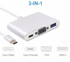 CABO USB TYPE C PARA VGA (F) / USB 3.0 / TYPE 3.1 - 3 EM 1