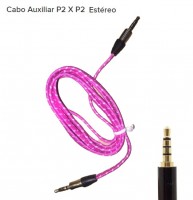 CABO DE AUDIO: P2 X P2 ; TRANÇADO (ROSA)