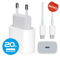 TYPE C COMBO FONTE 20W  + CABO DE DADOS USB-C- CARGA RAPIDA